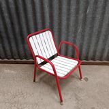 Red metal children's garden armchair
