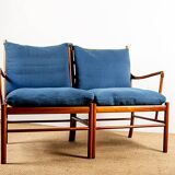 Danish 2-seater sofa in mahogany and cane by Ole Wanscher, 1960.