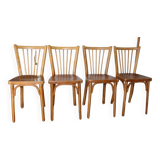 Set of 4 Baumann N°12 medium beech chairs