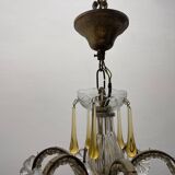 Crystal Beaded Murano Glass Drop Chandelier 1950’s