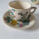 Japanese-style tea set in cracked earthenware with chrysanthemum flowers