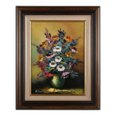 Belgian Artist, Still Life with a Bouquet of Flowers, 1950s, Oil on Canvas,