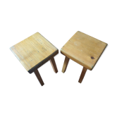 2 tabourets en pin massif Charlotte Perriand pour les Arcs, France