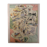 Old illustrated map of Orleans Berry - JP Pinchon