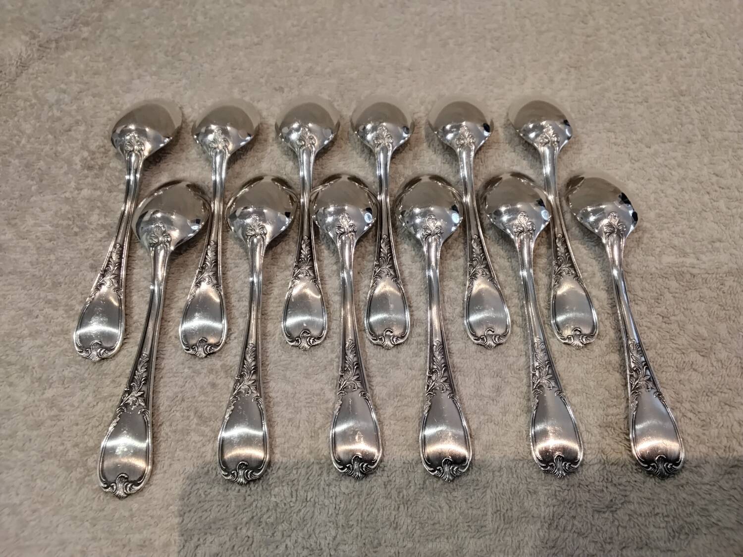 12 silver-plated metal coffee spoons Ercuis model Dubarry