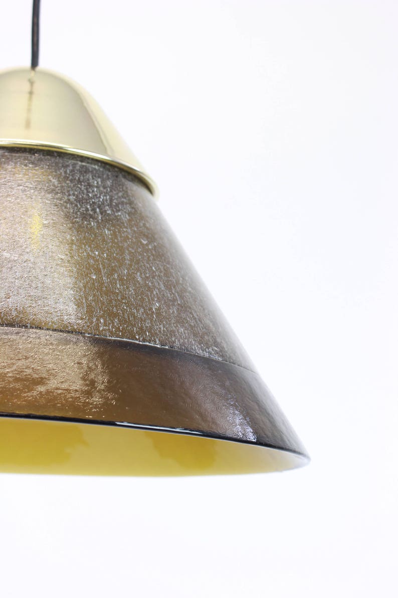 Mid century smoked glass pendant lamp by Peill and Putzler Germany 1970s