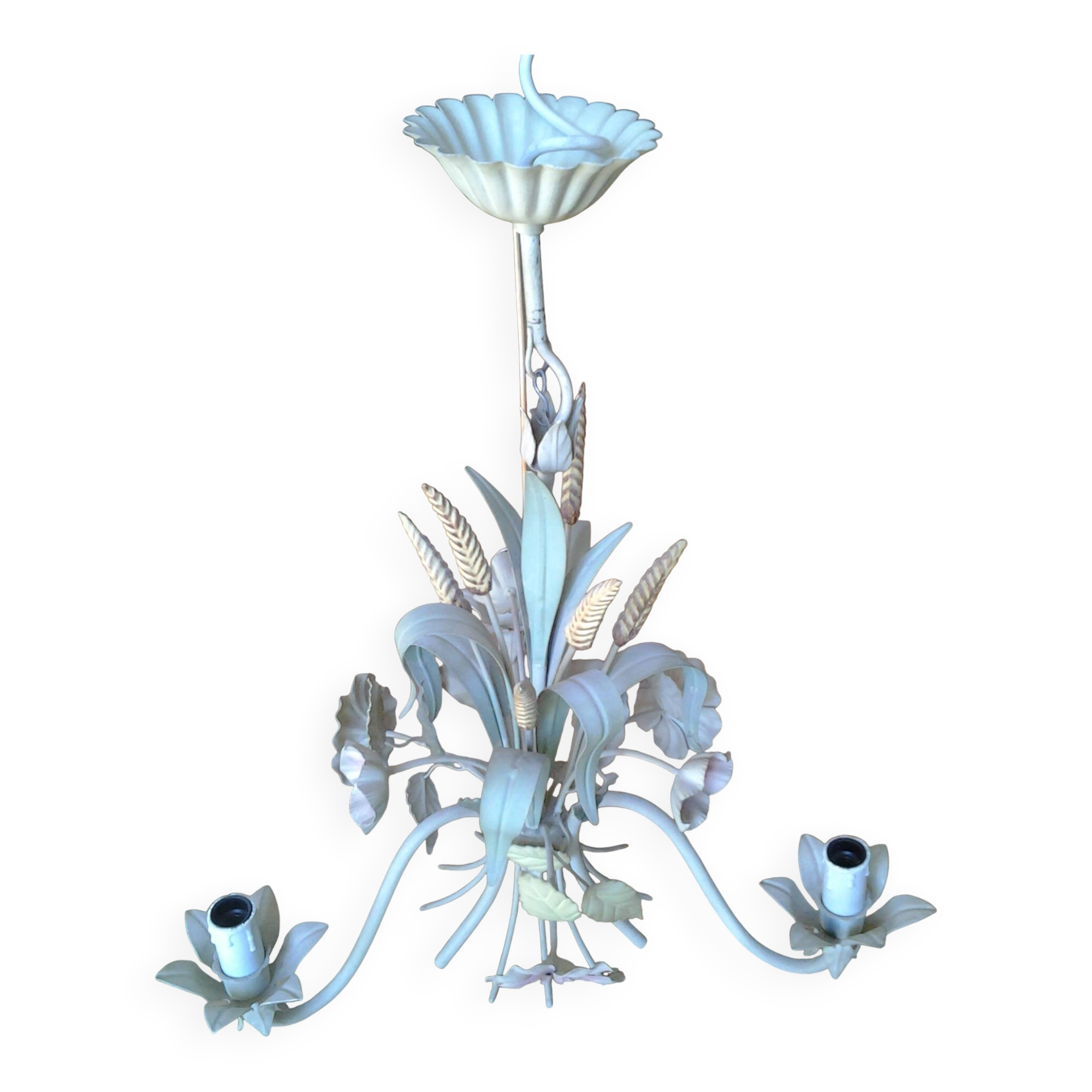 Lustre vintage en métal à décor floral