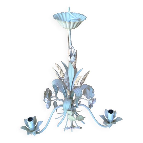 Lustre vintage en métal à décor floral