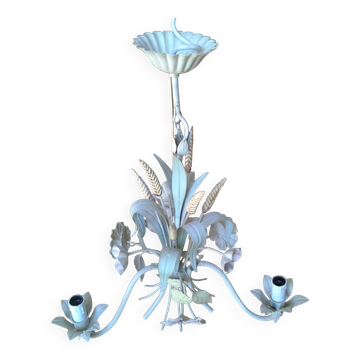 Lustre vintage en métal à décor floral