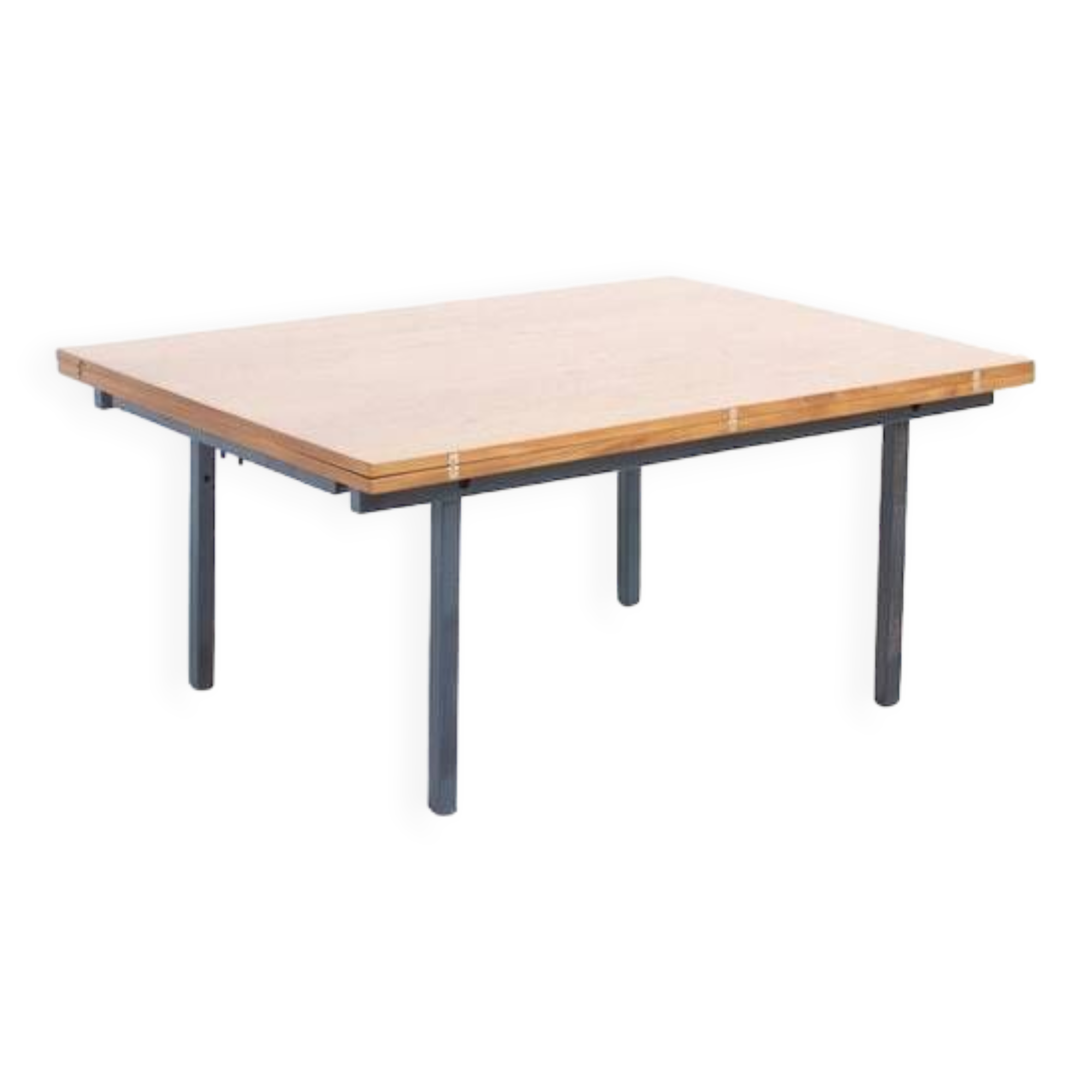 Transformable table teak and steel 1950's french manufacture