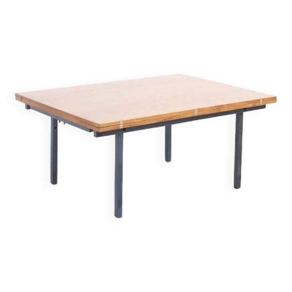 Table transformable teck et acier années 50' fabrication française