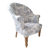 Blue toile de jouy toad armchair