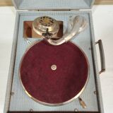 Ancien gramophone  - phonographe portable orphée dans sa boite en bois