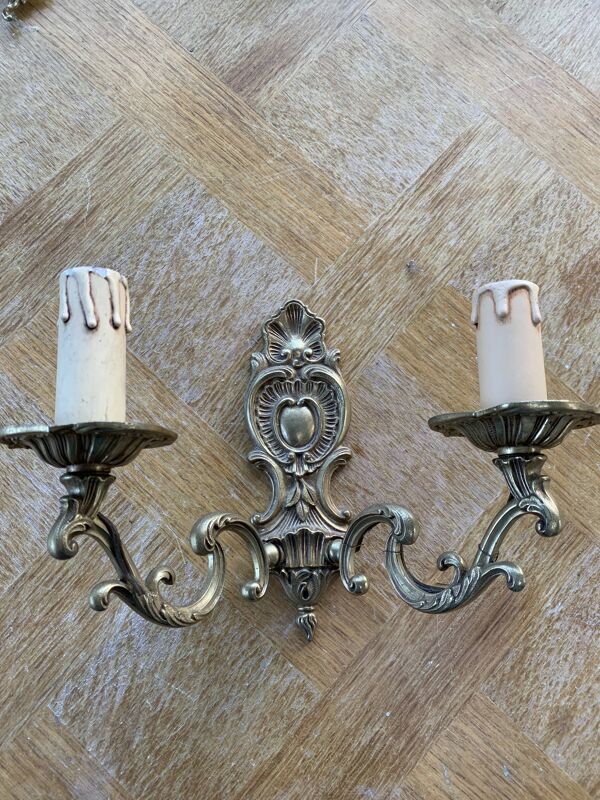 Applique murale en bronze doré baroque de style Louis XV motif coquille vintage