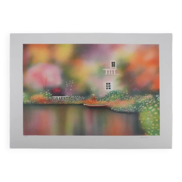 José MANISCALCO: The House by the Lake, original signed lithograph