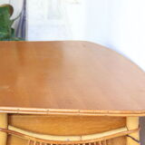 Bean desk two rattan drawers and oak veneer