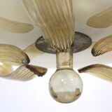 Tall art deco curved glass ceiling light from esc zukov, 1940s