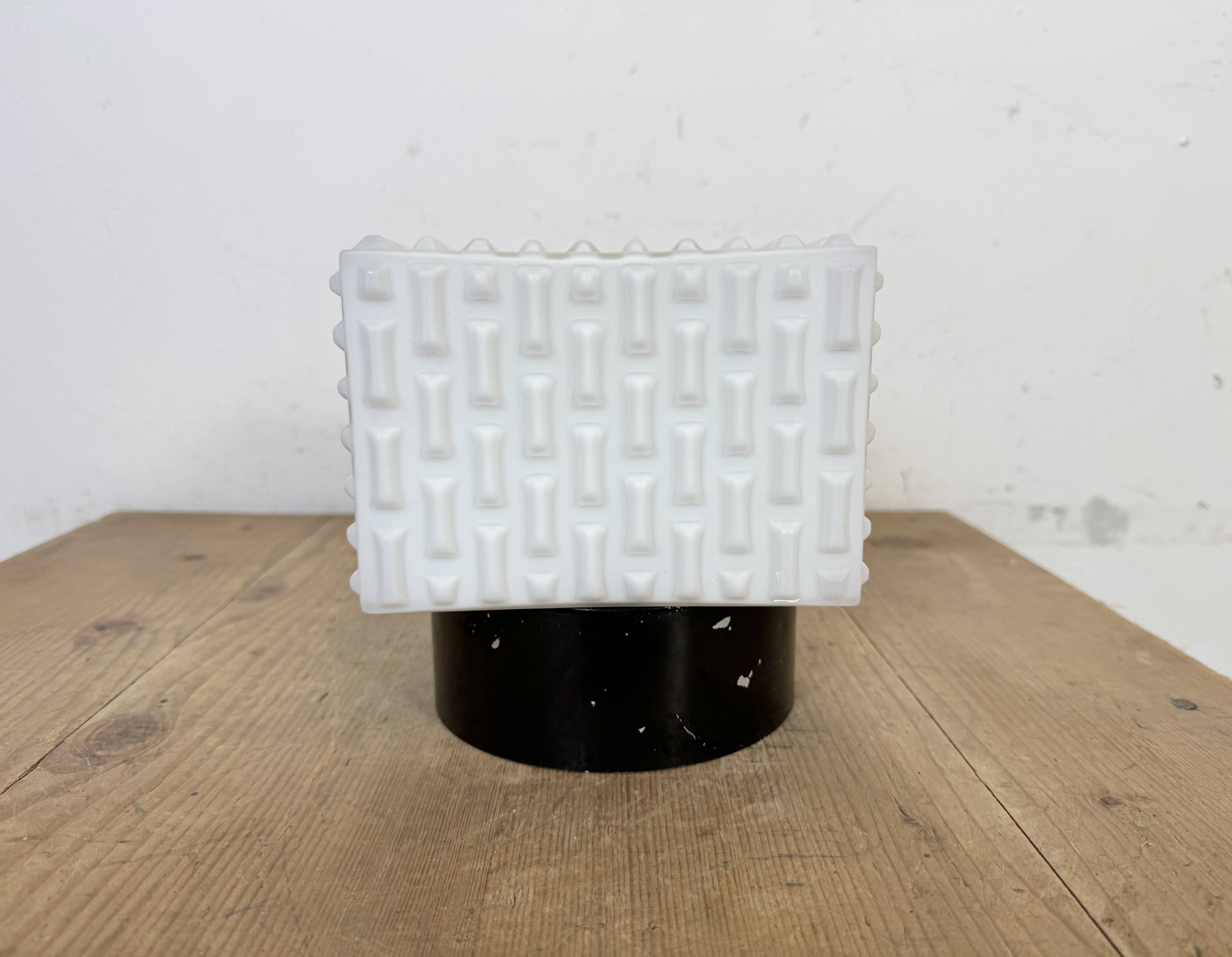 Vintage Square Milk Glass Wall or Ceiling Light, 1970s