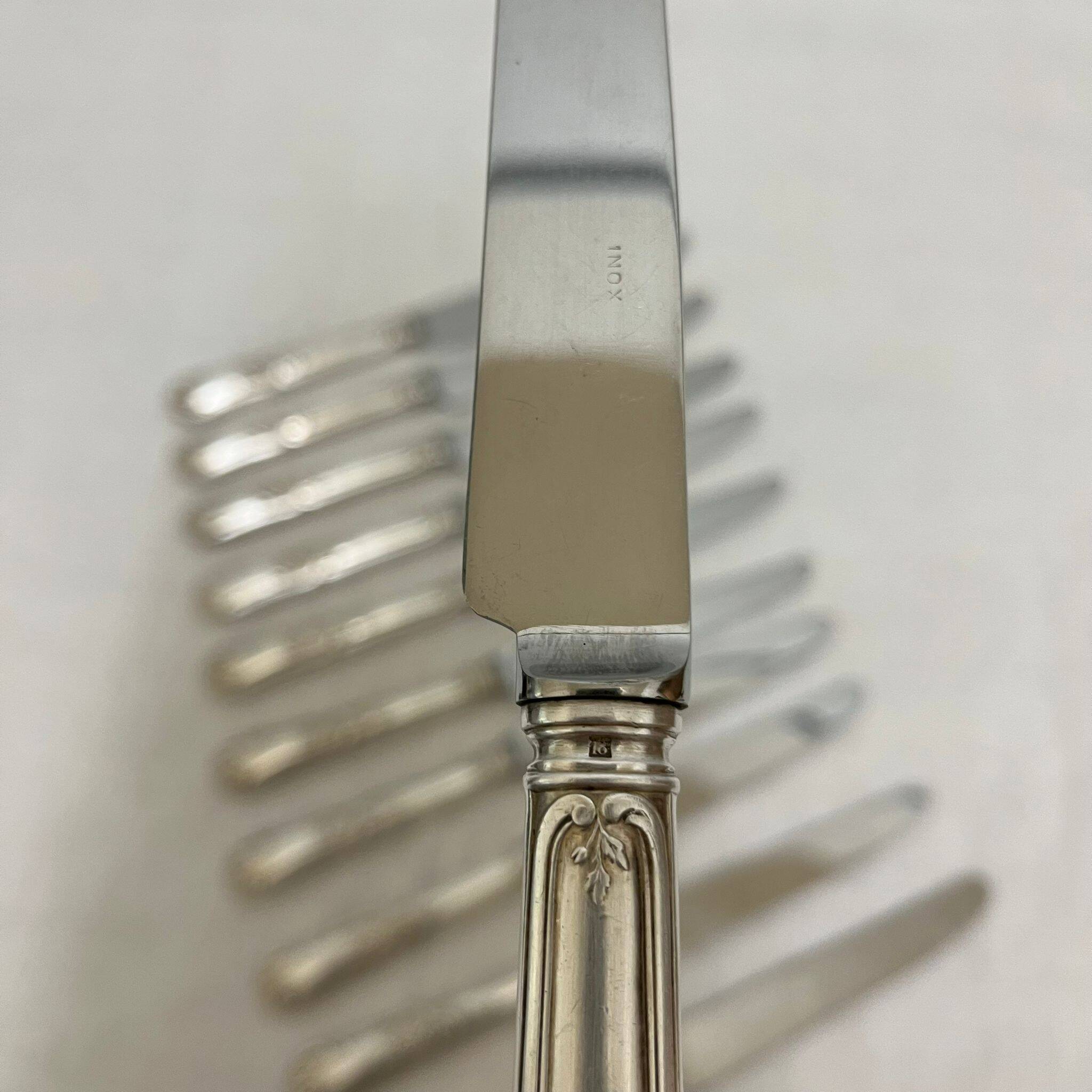 12 table knives - Silver metal - Rococo style