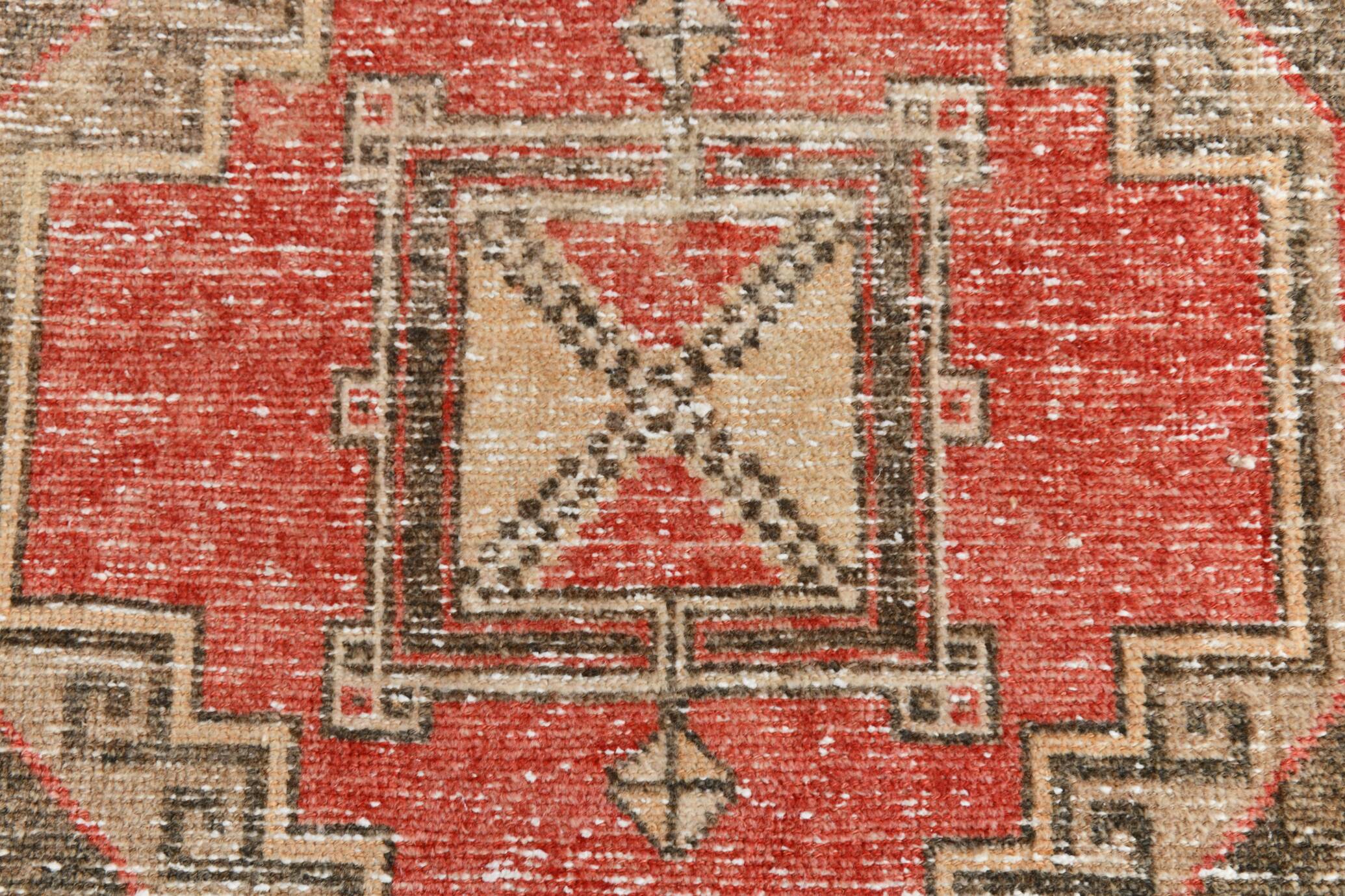 3x10 Red Brown Tribal Pattern Vintage Runner Rug, 78x305Cm