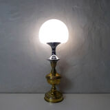 Lampe champignon argent laiton pate de verre