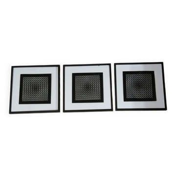 Optical Art Triptych - Victor Vasarely Style - Frames 40x40cm