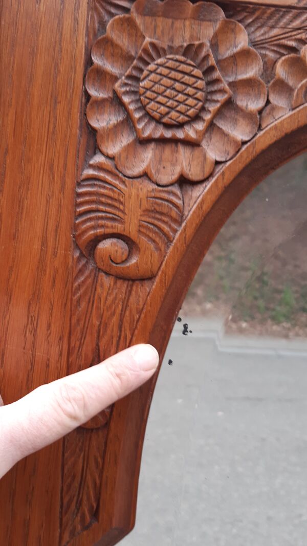 Commode coiffeuse chêne et marbre