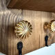 Wall shelf made of solid wood with golden hooks - Key holder for the entrance