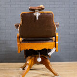 Art Deco Oak and Leather Barber Chair