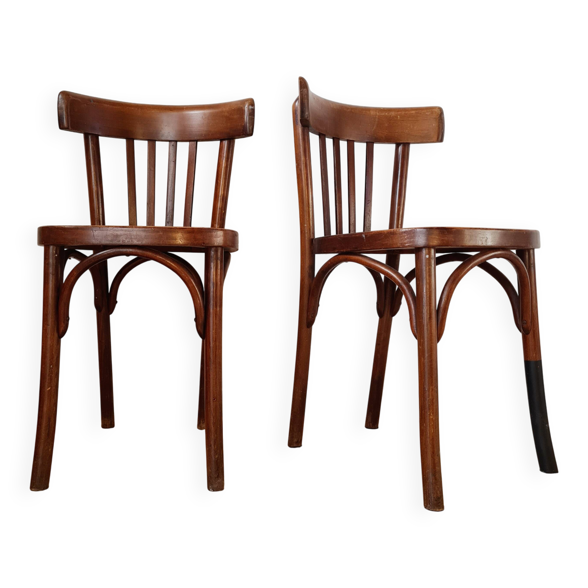 Pair of vintage wooden bistro chairs