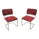 Set of 2 Dining Chair: Red Fabric, Tubular Frame, Retro 1970s