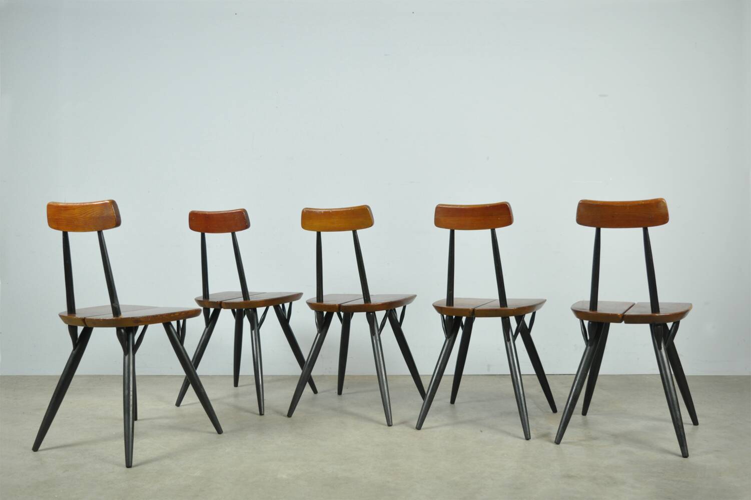 5 chaises PIrkka par Ilmari Tapiovaara pour Laukaan Puu, Finlande 1950
