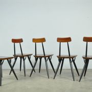 🟡 PIRKKA dining table chairs, Ilmari Tapiovaara, Laukaan Puu, Finland 1950