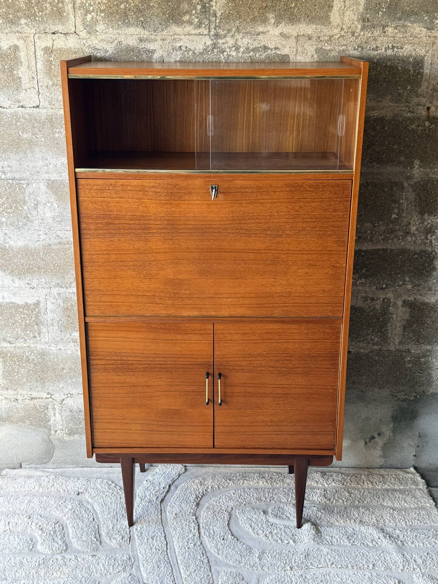 Armoire secrétaire vintage scandinave en teck, 1960