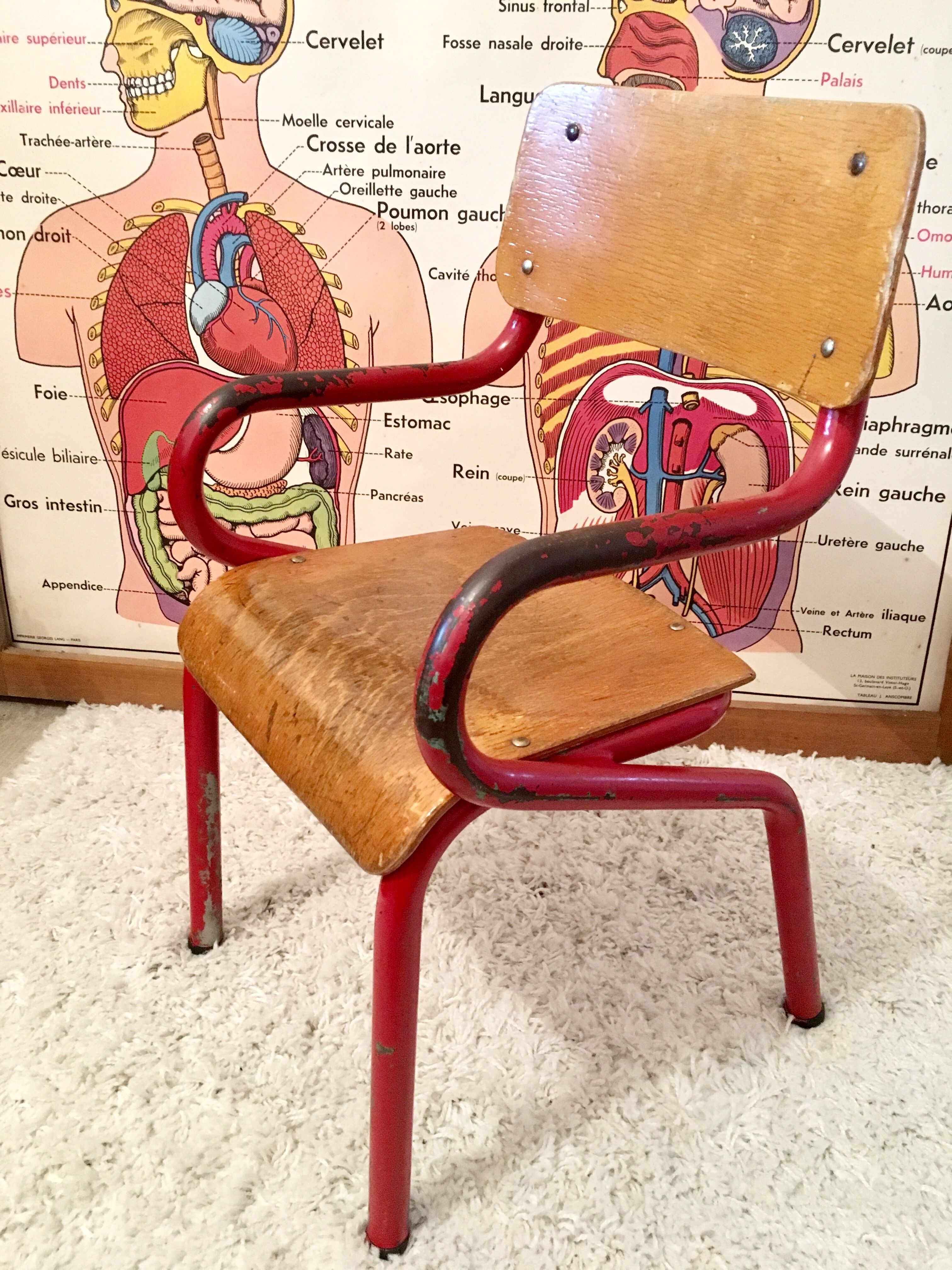 Chaise enfant écolier vintage