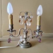 Pair of girandole lamps and silver metal