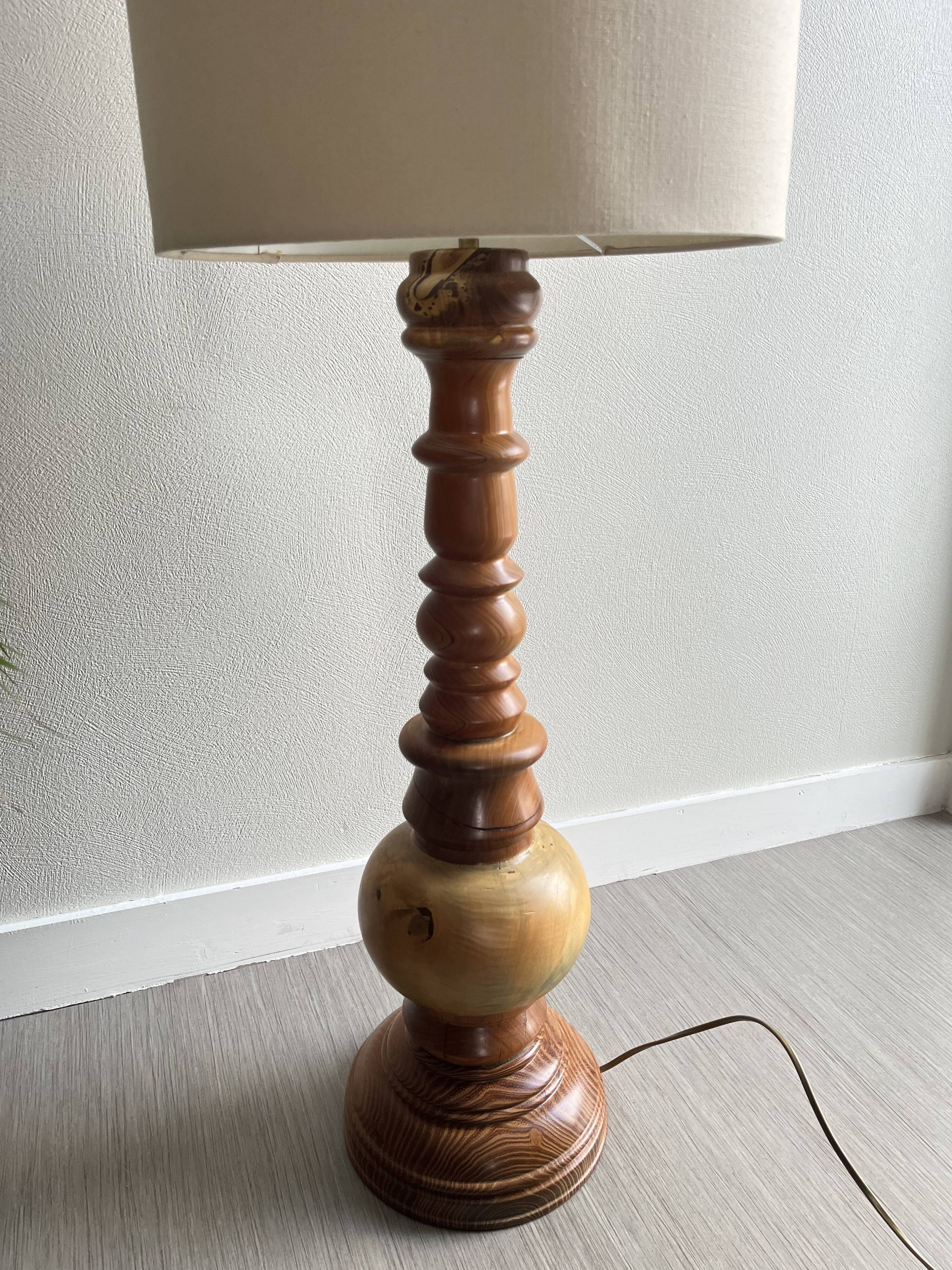 Vintage turned wooden lamp base
