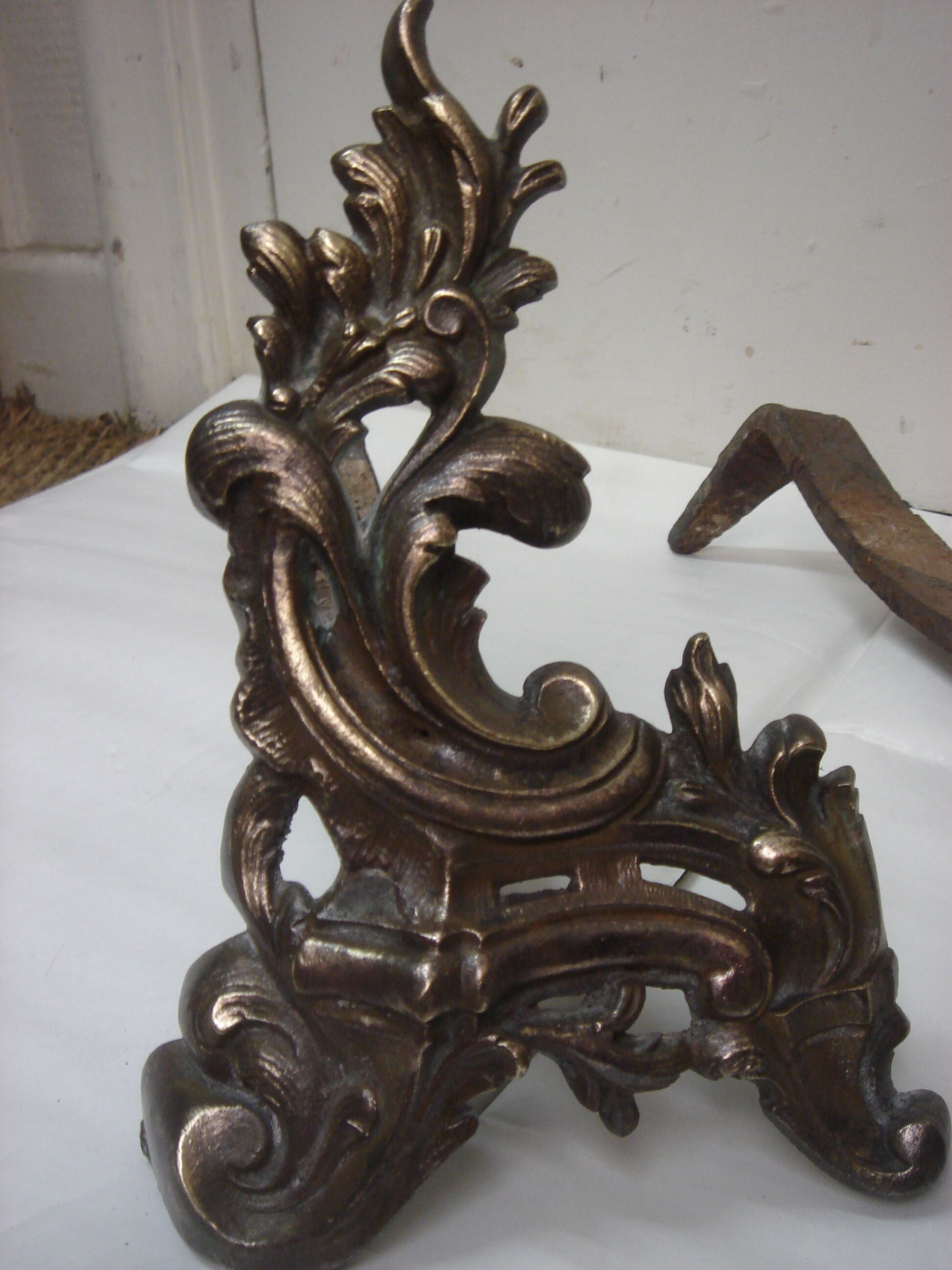 Pair of andirons bronze Louis XV
