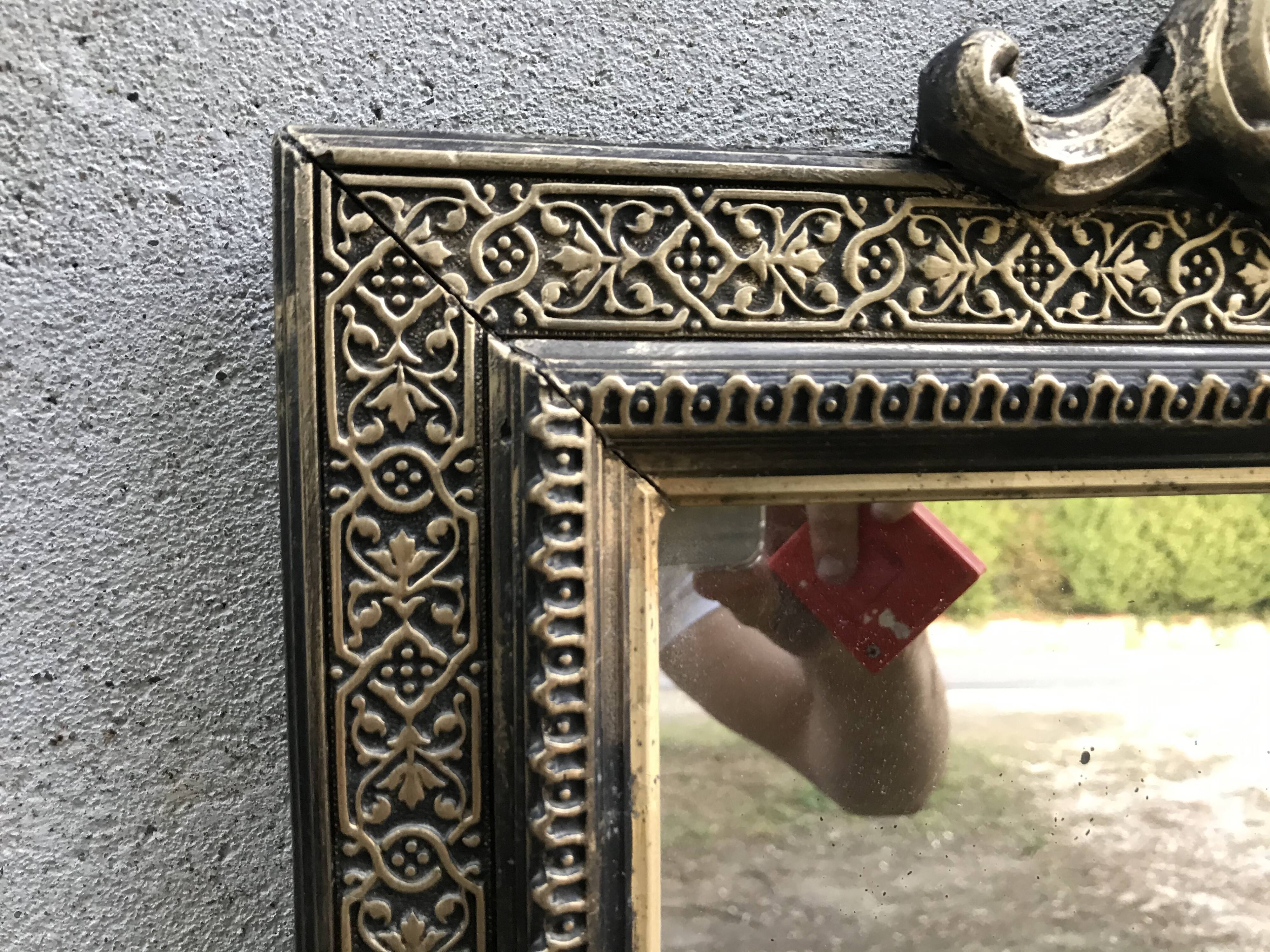 Miroir Napoléon III en bois noirci 68x135cm