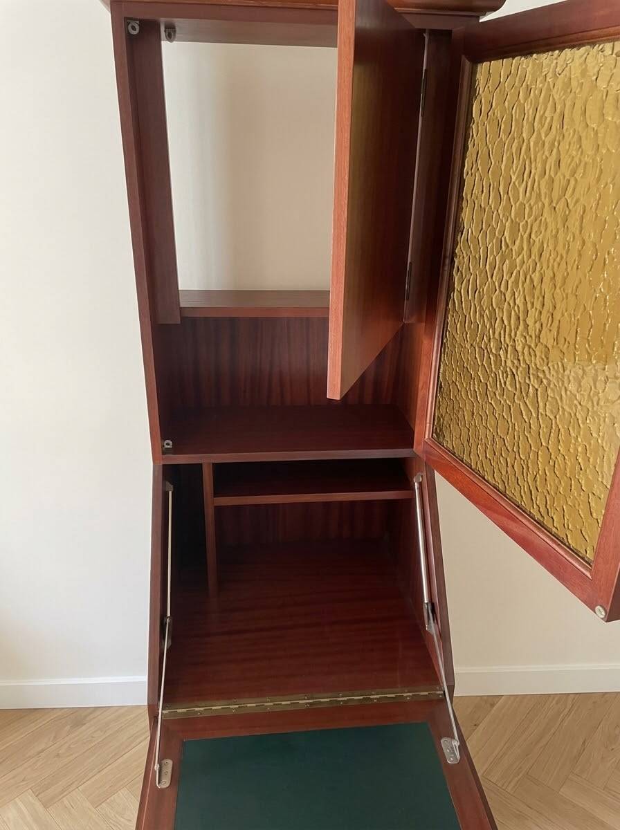 Vintage wooden secretary cabinet with storage.