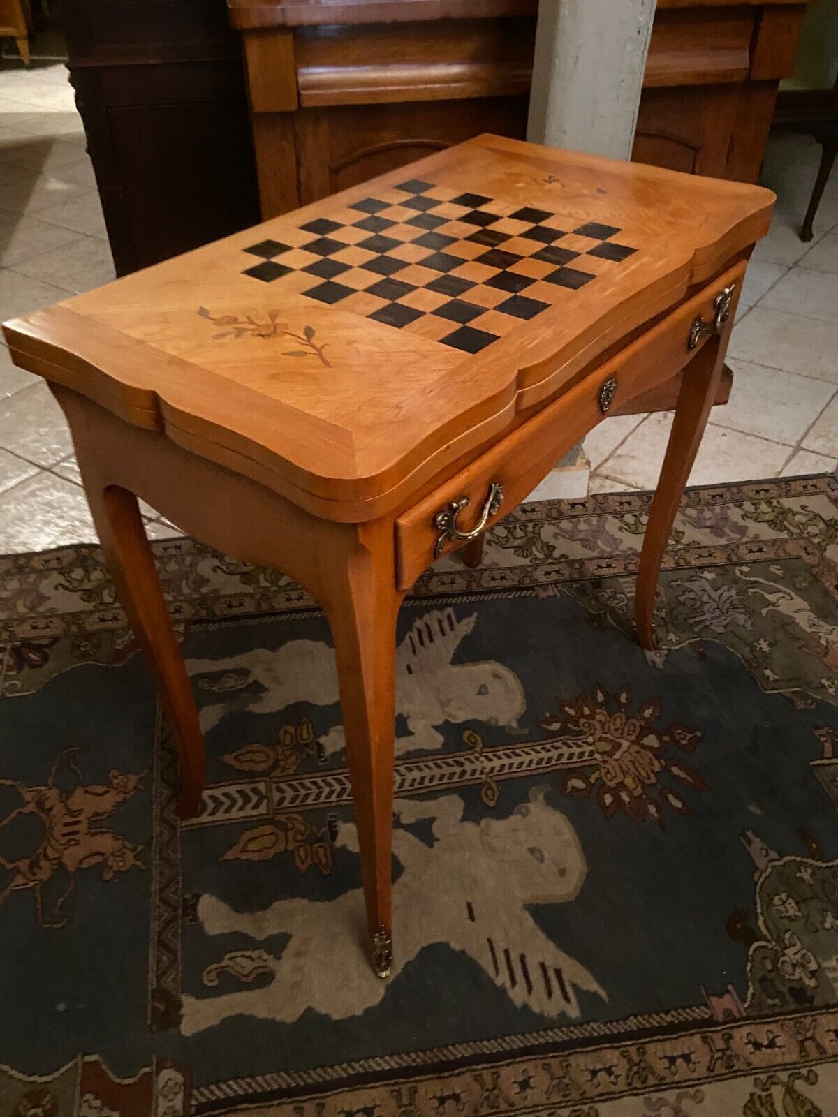 Game table console sofa back to a drawer tray wallet Louis XV