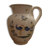 Pitcher with enameled ceramic handle signed Moustier Franc