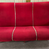 Banquette bois et velours circa 1900