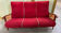 Wooden and velvet bench circa 1900
