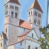 XXXL painting Alsatian landscape MURBACH Abbey By Théo Claus