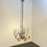 Important six-light chandelier in chiselled gilded bronze, Empire, 19th century