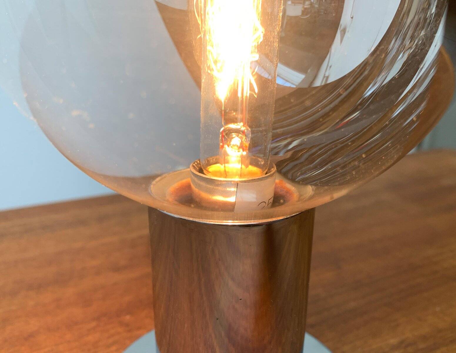 Vintage German table lamp in chrome and glass by Motoko Ishii for Staff.