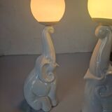 Une paire de lampes éléphant en céramique néo-art déco