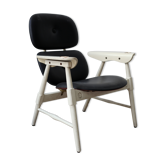 Italian high-back armchair in white lacquered wood, Vintage from the 1950s/60s.