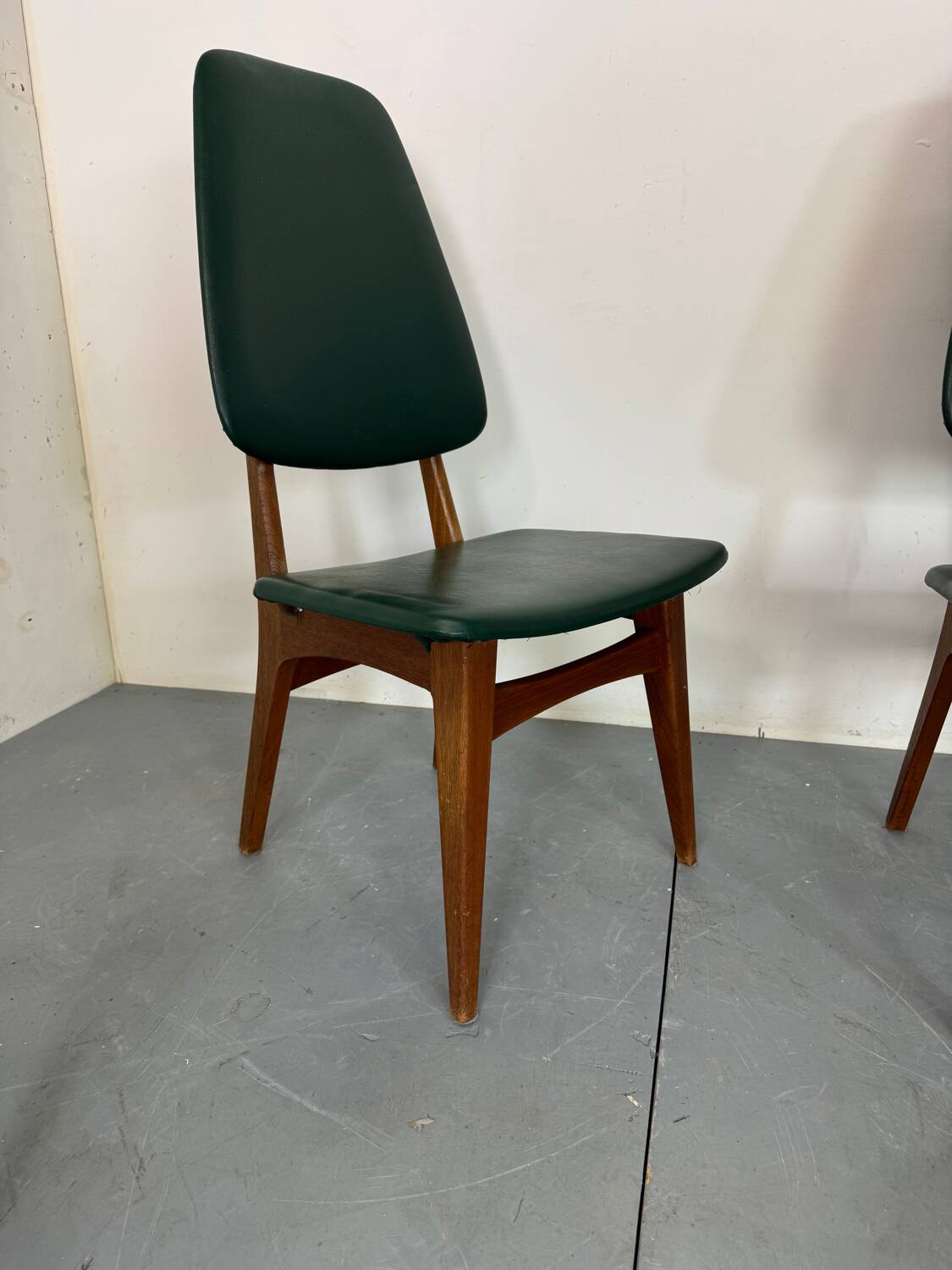 Chaises de salle à manger vintage en teck à dossier haut, design danois norvégien Bruk Sorheim